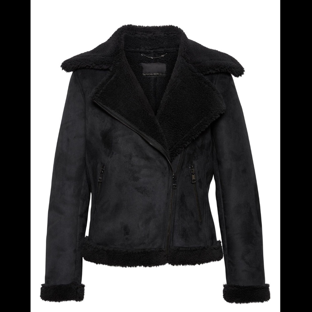 Suede and Sherpa Moto Jacket